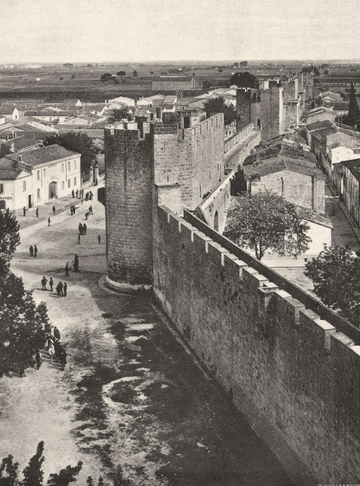 GARD. Aiguesmortes, vue prise de la tour de Constance 1902 old antique print